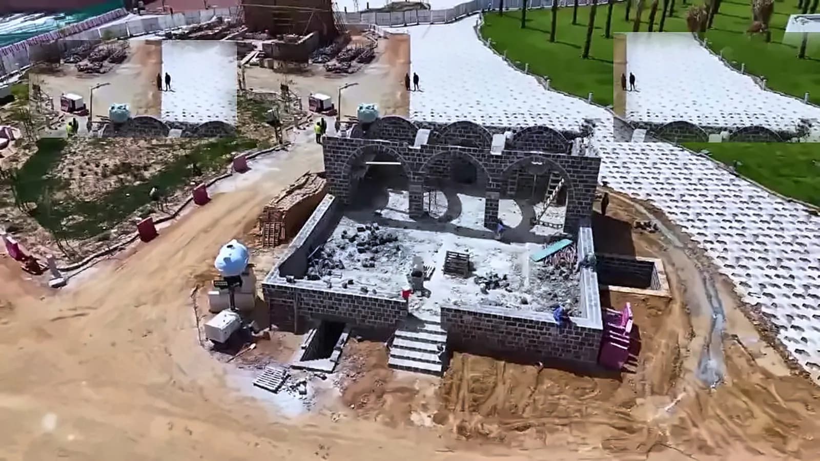 Progress on the stone structure and surrounding paths