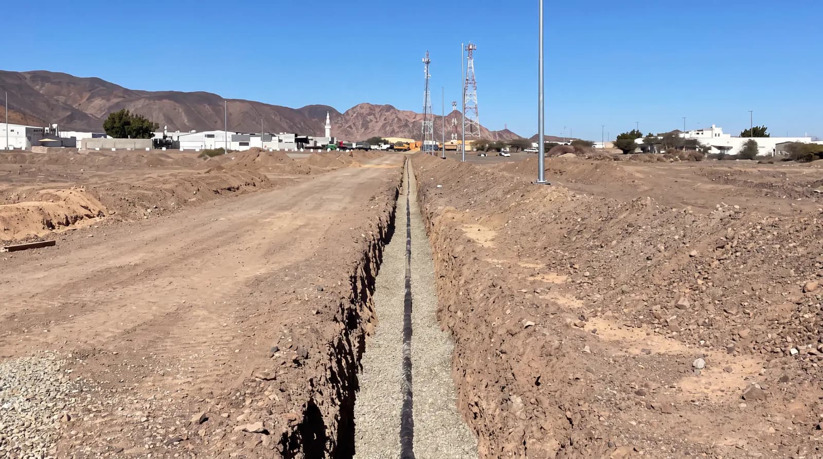 Utility-corridor and network excavation works within a private development under construction